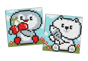 Diamond mosaic on a magnet - Penguin and bear cub, set of 2 pcs