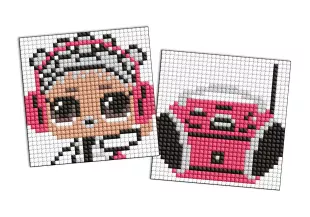 Diamond mosaic on a magnet - LOL and pink boombox, set of 2 pcs