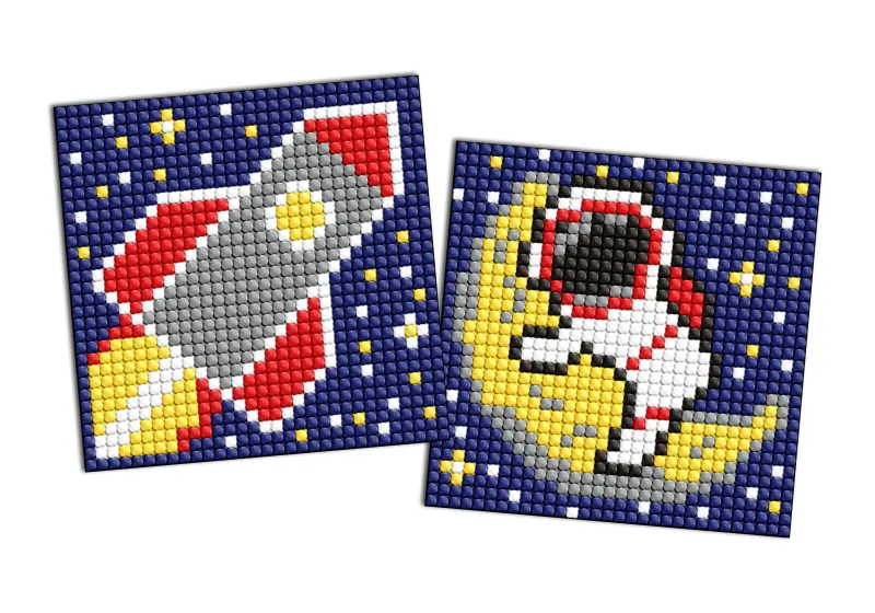 Diamond mosaic on a sticker - Professions. Astronaut, set of 2 pcs