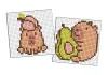Diamond mosaic on a magnet - Capybara: peach and avocado, set of 2 pcs