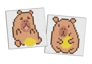 Diamond mosaic on a magnet - Capybara: lemon and pear, set of 2 pcs