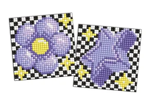 Diamond mosaic on a sticker - Purple flower and star, set of 2 pcs