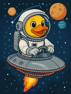 Алмазна мозаїка з частковою викладкою - Качка в космосі ©art_selena_ua