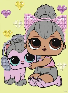 Алмазная мозаика с частичной выкладкой - LOL Surprise! Kitty Queen With Kitty Kitty