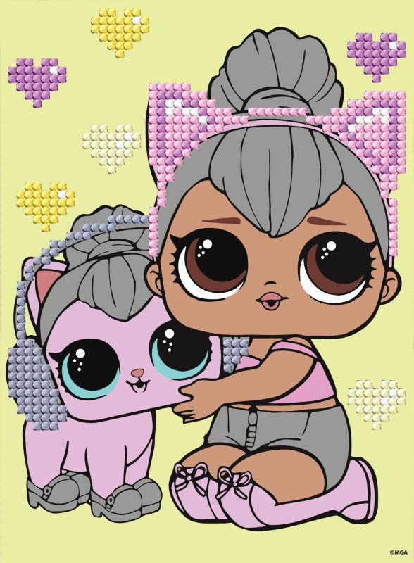 Алмазная мозаика с частичной выкладкой - LOL Surprise! Kitty Queen With Kitty Kitty