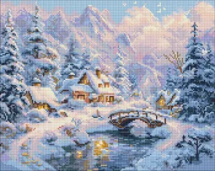 Алмазная мозаика - Зимний уют среди гор ©art_selena_ua