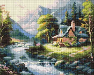 Алмазна мозаїка - Будиночок у горах ©art_selena_ua