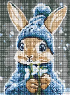 Diamond mosaic - Rabbit with snowdrops ©art_selena_ua