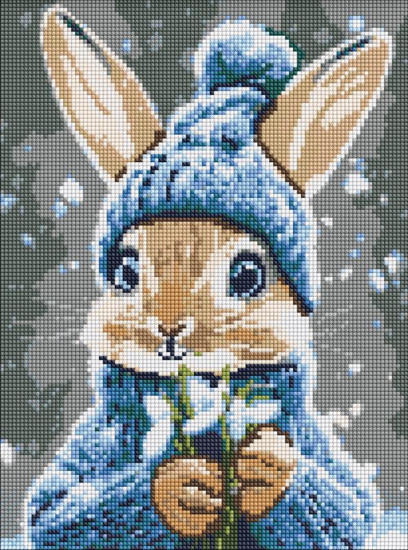 Diamond mosaic - Rabbit with snowdrops ©art_selena_ua