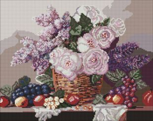 Алмазна мозаїка - Кошик із квітами та фруктами ©art_selena_ua