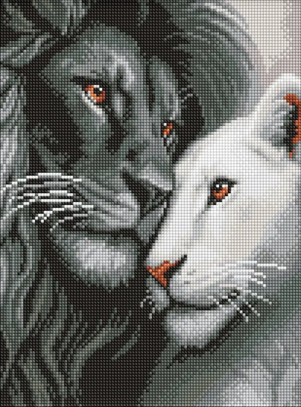 Алмазная мозаика - Влюбленные львы ©art_selena_ua