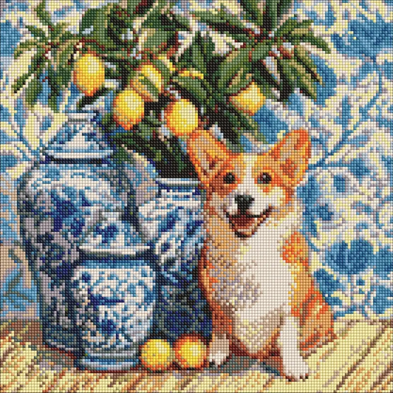 Diamond mosaic - Corgis and lemons ©art_selena_ua
