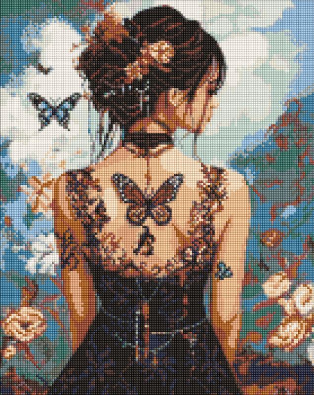 Алмазна мозаїка - Красуня з метеликами ©art_selena_ua