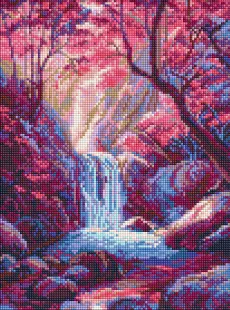 Алмазна мозаїка - Водоспад у рожевих тонах ©art_selena_ua