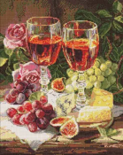 Diamond mosaic - Still life with figs and wine ©art_selena_ua