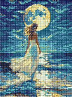 Алмазна мозаїка - Дівчина і місяць ©art_selena_ua