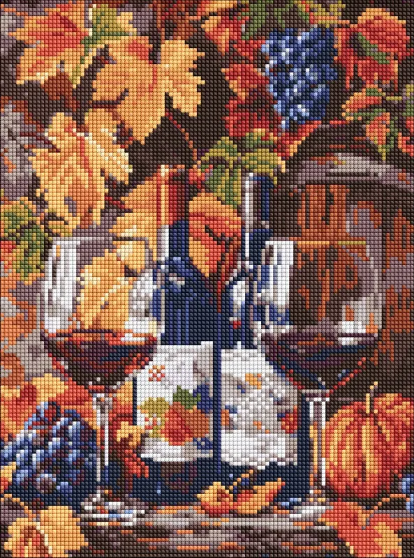 Diamond mosaic - Wine and grape leaves ©art_selena_ua