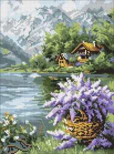 Алмазна мозаїка без підрамника - Бузковий кошик ©art_selena_ua