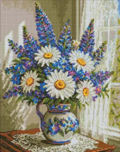 Алмазна мозаїка - Ромашки та люпини ©art_selena_ua