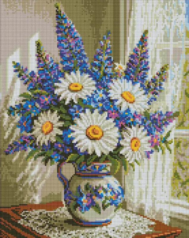 Diamond mosaic - Chamomiles and lupines ©art_selena_ua