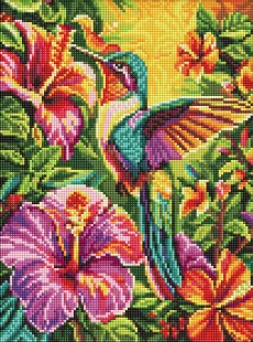 Алмазна мозаїка - Яскравий колібрі у тропіках ©art_selena_ua