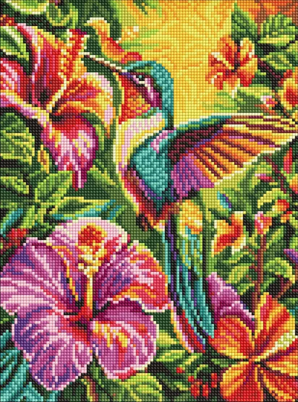 Алмазна мозаїка - Яскравий колібрі у тропіках ©art_selena_ua