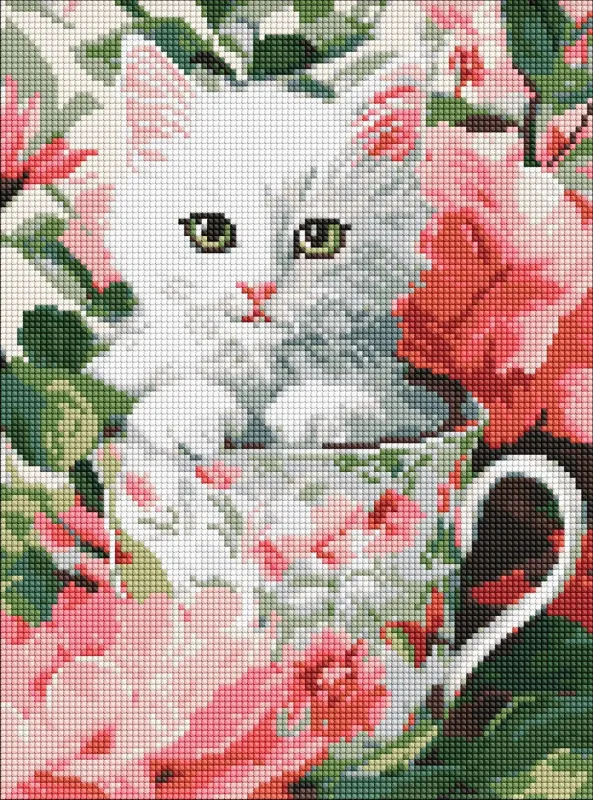 Алмазна мозаїка - Квітковий кіт ©art_selena_ua