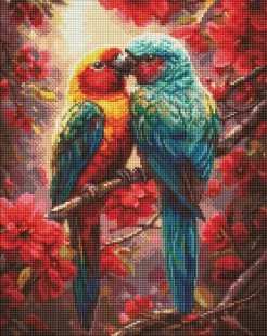Алмазна мозаїка - Пара барвистих папужок ©art_selena_ua