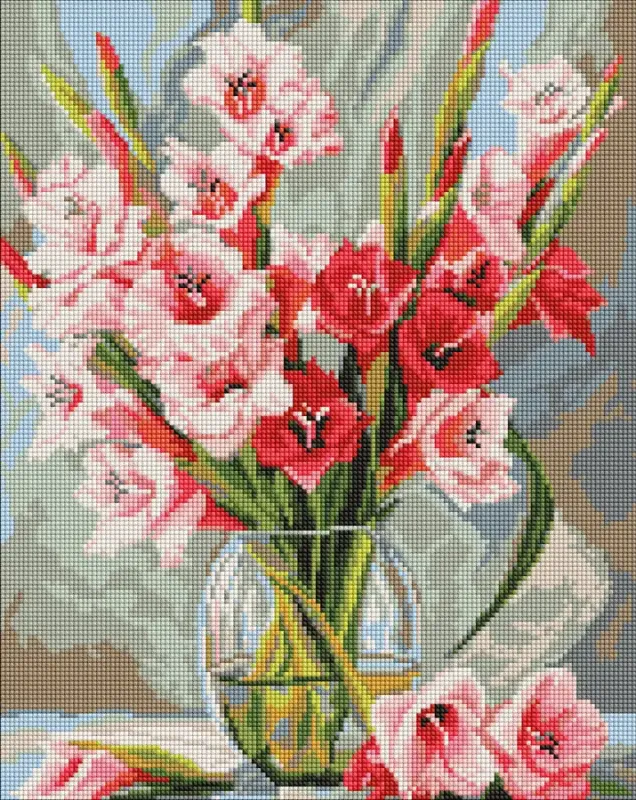 Diamond mosaic - Pink gladioluses ©art_selena_ua