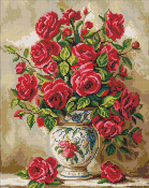 Diamond mosaic - Crimson roses ©art_selena_ua