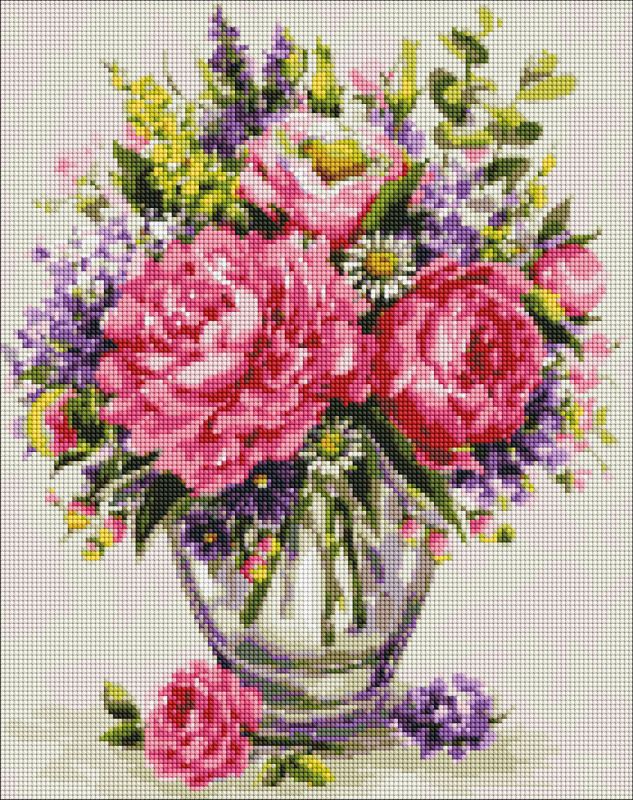 Diamond mosaic - Vivid peonies