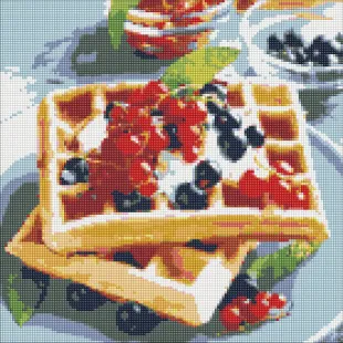 Diamond mosaic - Belgian waffles with berries ©alonka_good