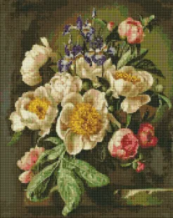 Diamond mosaic - A charming bouquet of peonies with irises ©Gerald Cooper