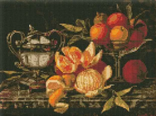 Diamond mosaic - Still life with oranges ©Jean Capeinick