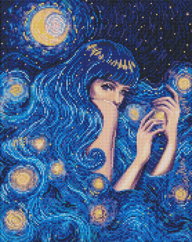 Diamond mosaic - Star beauty with hologram rhinestones (AB) ©pollypop92