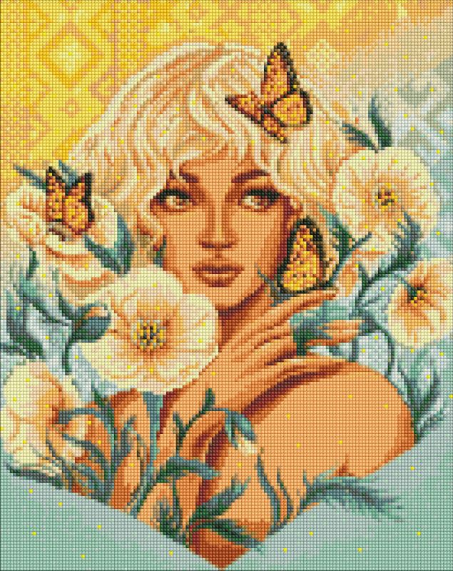 Алмазна мозаїка - Дівчина з метеликами з голограмними стразами (АВ) ©pollypop92