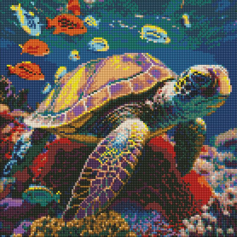 Diamond mosaic - Underwater inhabitants with hologram rhinestones (AB) ©art_selena_ua