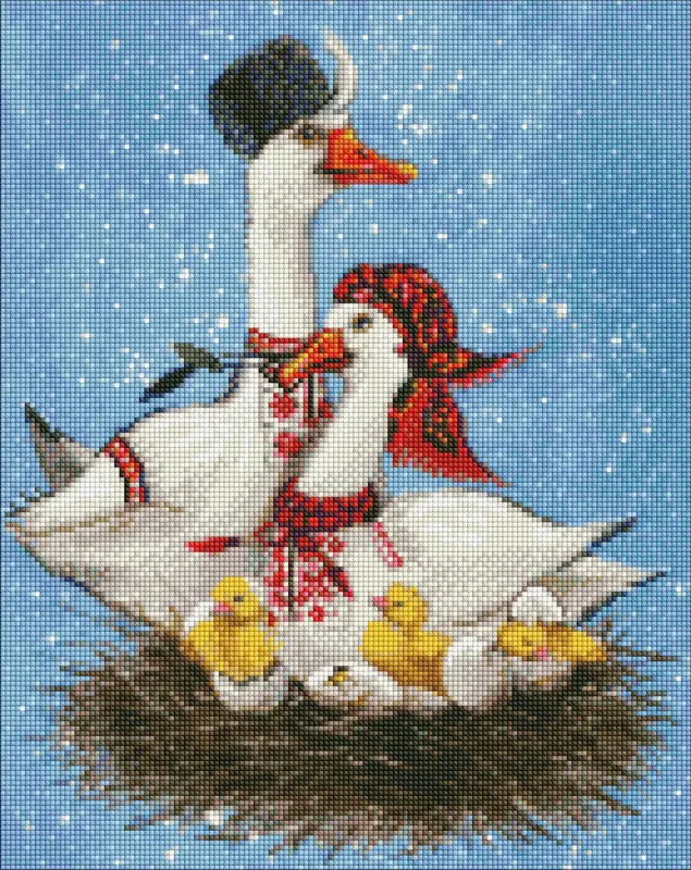 Diamond mosaic - Big family with hologram rhinestones (AB) ©Svitlana Terenchuk