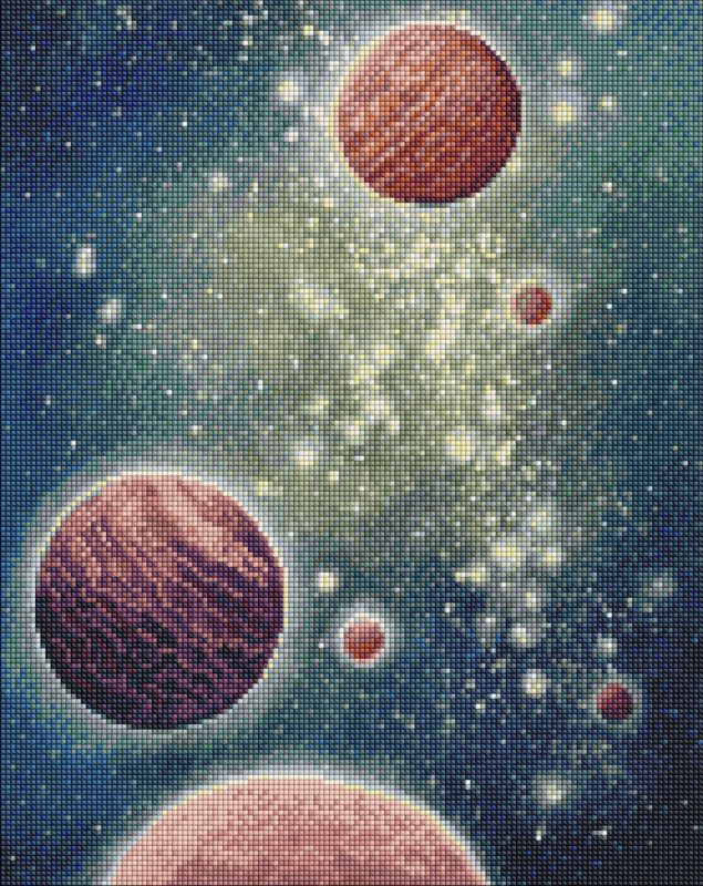 Diamond mosaic - Movement of the planets with hologram rhinestones (AB) ©Svitlana Terenchuk