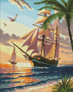Diamond mosaic - Sea cruise with hologram rhinestones (AB) ©art_selena_ua