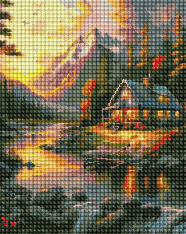 Алмазна мозаїка - Золотий захід сонця з голограмними стразами (AB) ©art_selena_ua