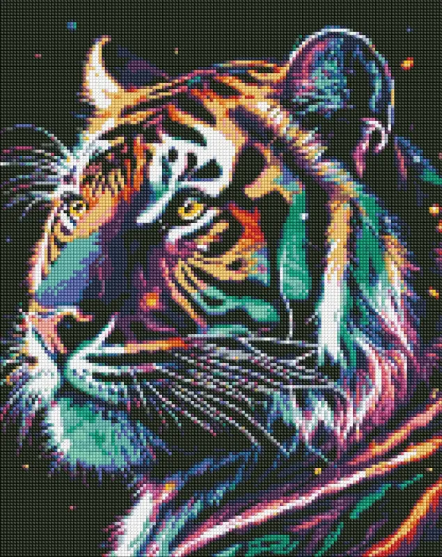 Diamond mosaic - Fantastic tiger with with hologram rhinestones (AB) ©art_selena_ua