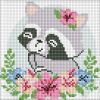 Diamond mosaic without frame - Flower raccoonwith hologram rhinestones (AB)
