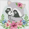 Diamond mosaic without frame - Flower raccoonwith hologram rhinestones (AB)