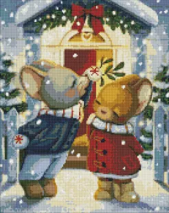 Алмазна мозаїка - Під омелою з голограмними стразами (AB) ©tanya_bonya