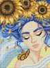 Diamond mosaic - Girl with sunflowers with hologram rhinestones (AB) ©pollypop92