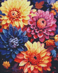 Алмазна мозаїка - Барвисті жоржини ©art_selena_ua