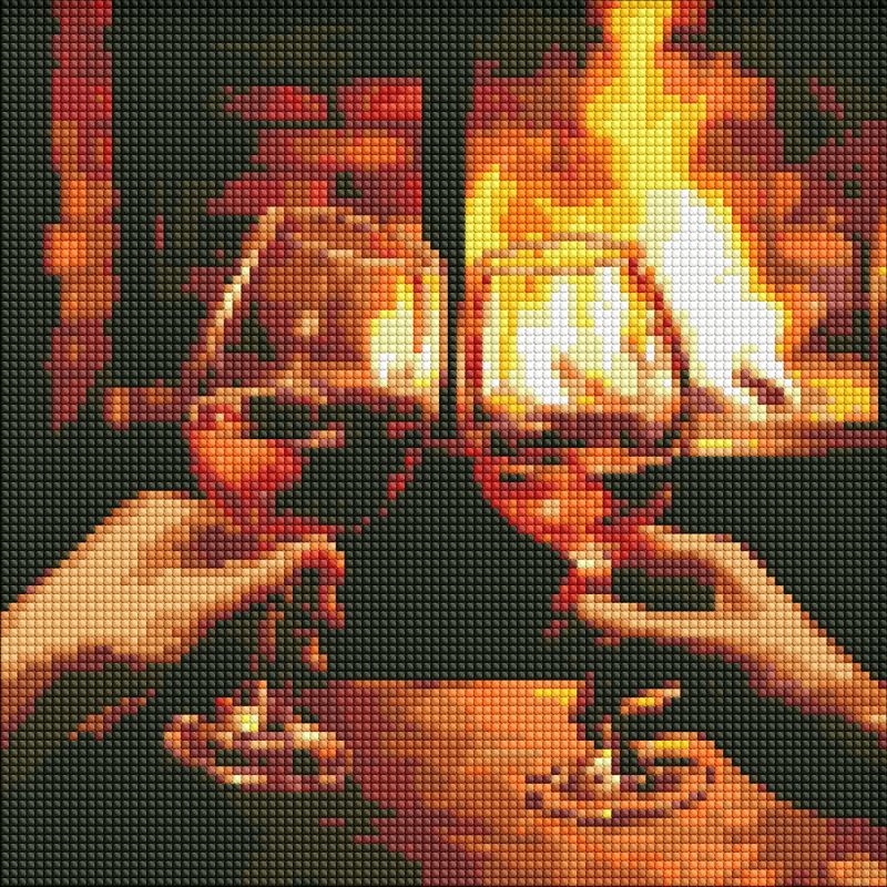 Diamond mosaic without frame - Warm up by the fireplace ©art_selena_ua