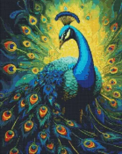 Алмазна мозаїка - Витончений павич з голограмними стразами (AB) ©art_selena_ua