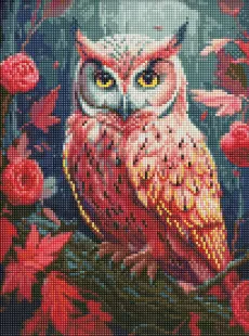 Алмазна мозаїка - Барвиста совушка з голограмними стразами (AB) ©art_selena_ua
